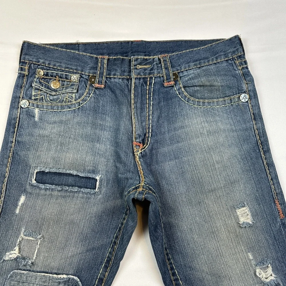 VTG True Religion Billy Super T Jeans 38x32 Made In USA Blue Denim Flare Bootcut